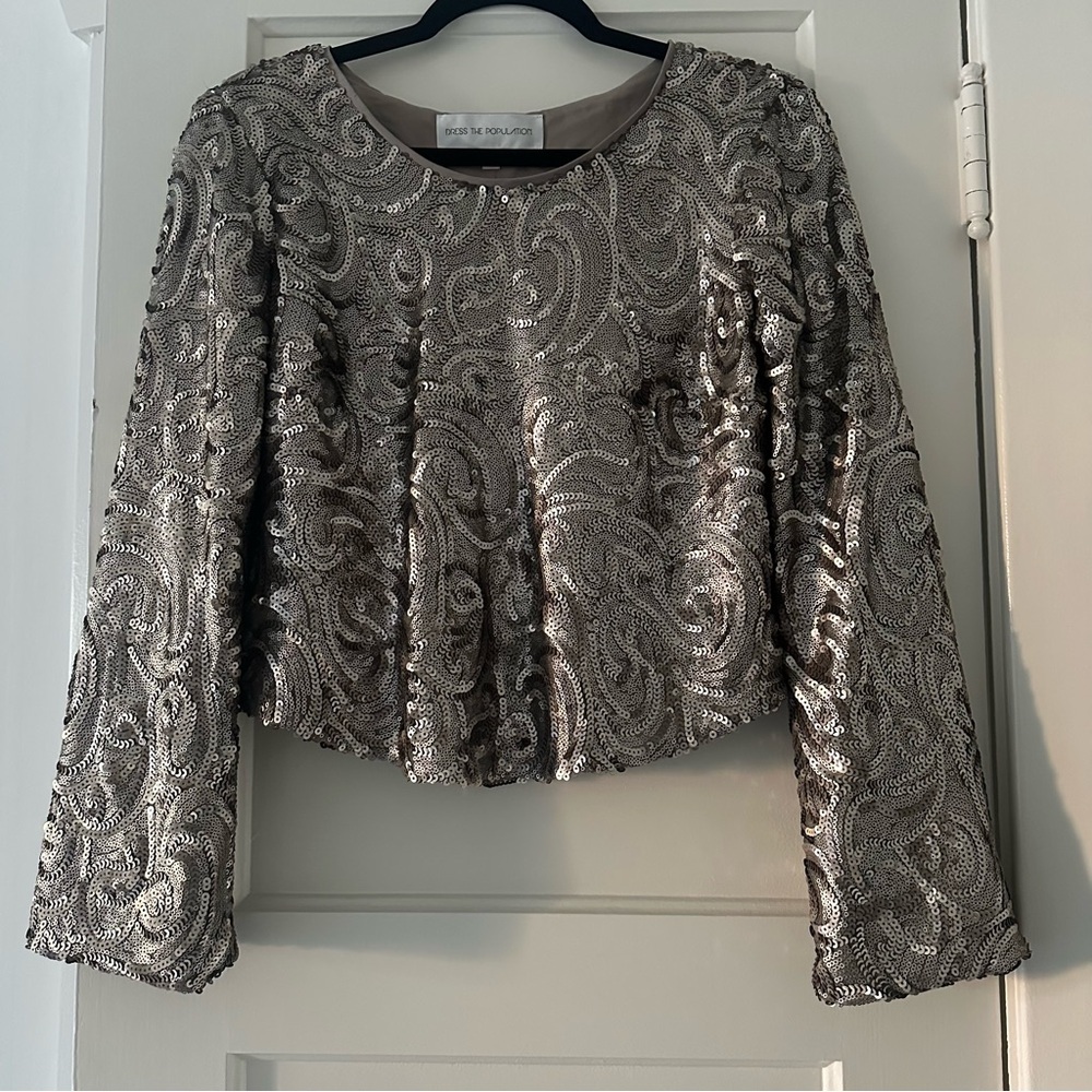Dress the Population Long Sleeve Sequin Top